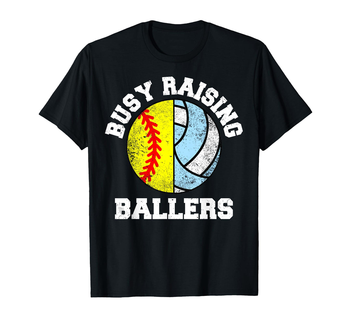 Busy Raising Ballers Funny Softball T-Shirt - Minimalist Print for Adults - T-Shirt, Sweatshirt, Hoodie