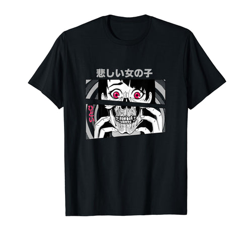 Japanese Anime Aesthetic Skull Face T-Shirt - Trendy Graphic Men Women - T-Shirt, Sweatshirt, Hoodie