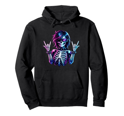 Cyberpunk Skeleton Rock Hand Goth Hoodie - Streetwear Style for Adults - T-Shirt, Sweatshirt, Hoodie