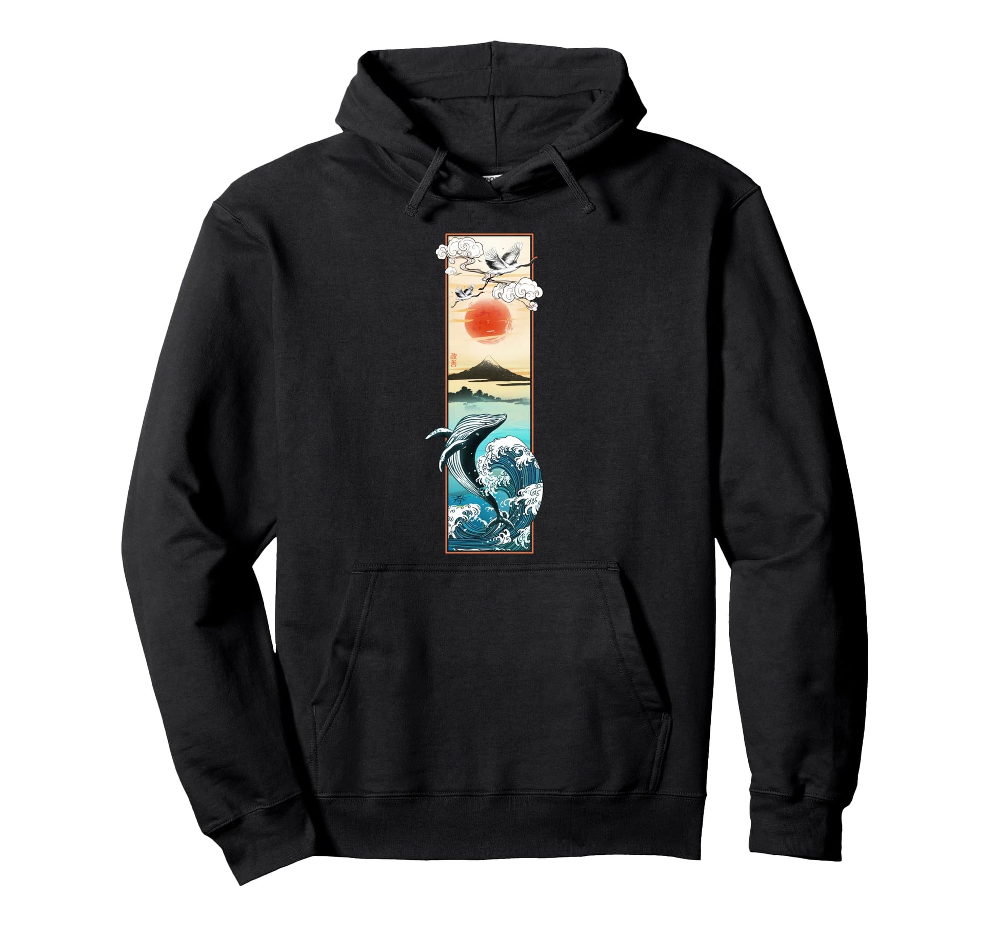 Japan Wave Crane Art 90S Japanese Hoodie - Graphic Print for Adults - T-Shirt, Sweatshirt, Hoodie