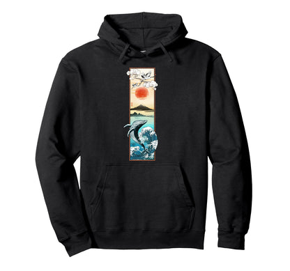 Japan Wave Crane Art 90S Japanese Hoodie - Graphic Print for Adults - T-Shirt, Sweatshirt, Hoodie