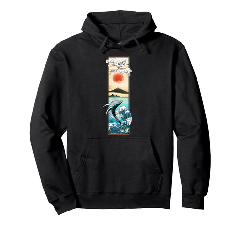 Japan Wave Crane Art 90S Japanese Hoodie - Graphic Print for Adults - T-Shirt, Sweatshirt, Hoodie