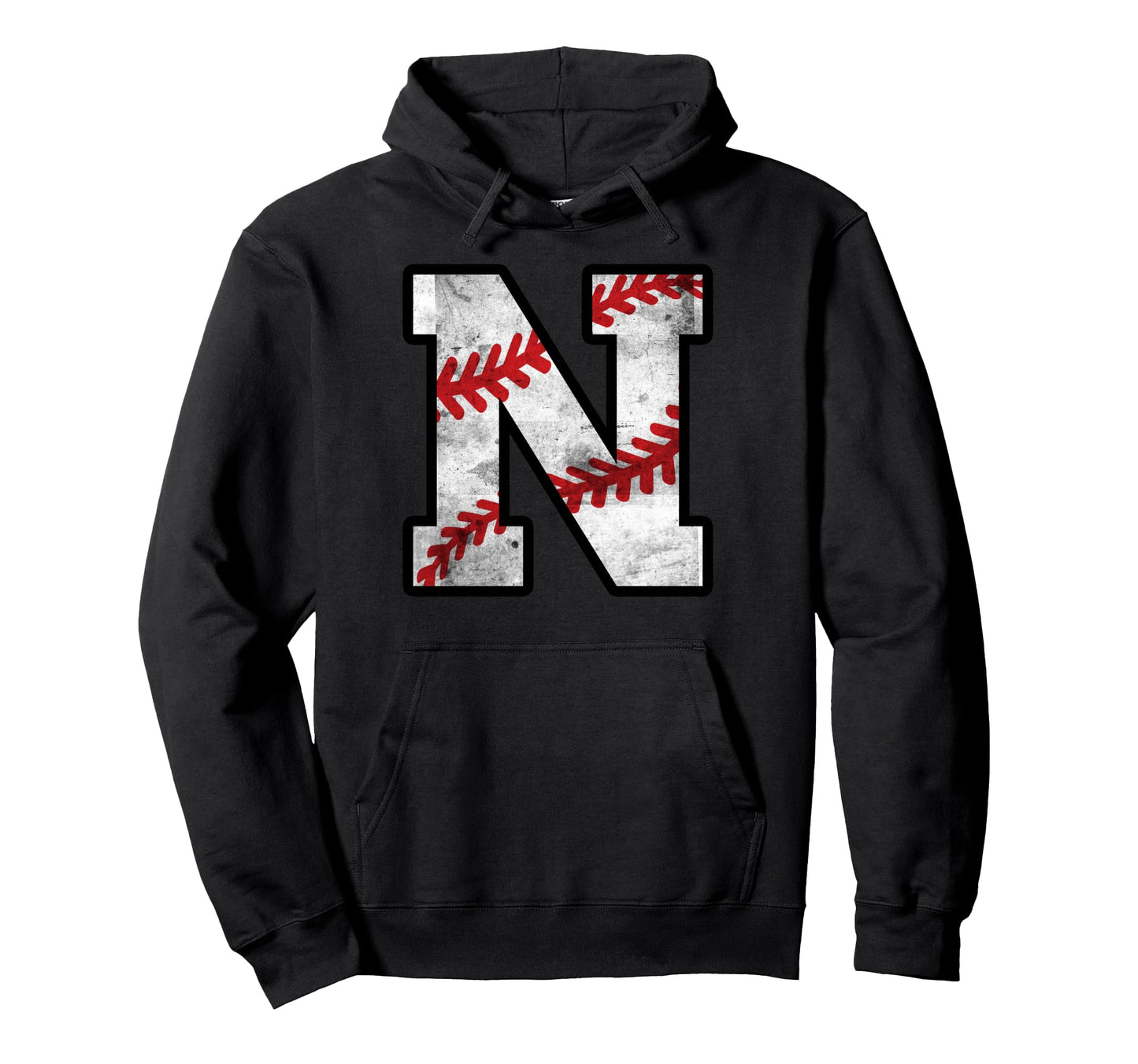 Distressed Baseball Letter N Hoodie - Trendy Graphic for Adults - T-Shirt, Sweatshirt, Hoodie
