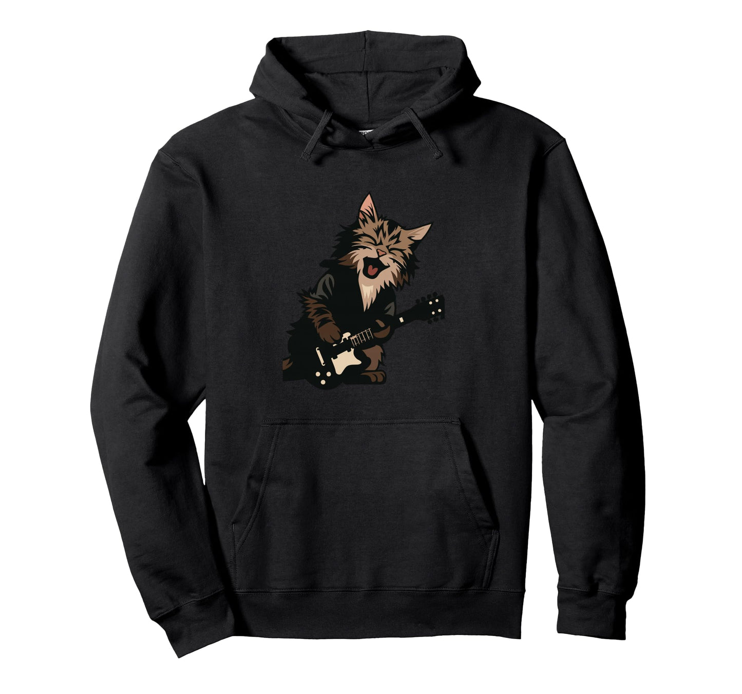 Funny Cat Playing Guitar Rock Cat Hoodie - Custom Art Print Men Women - T-Shirt, Sweatshirt, Hoodie