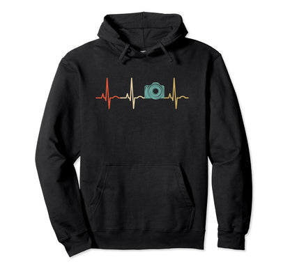 Heartbeat Photography Camera Hoodie - Unique Graphic for Adults - T-Shirt, Sweatshirt, Hoodie