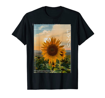 Japanese Floral Sunflower Streetwear T-Shirt - Novelty Apparel for Adults - T-Shirt, Sweatshirt, Hoodie