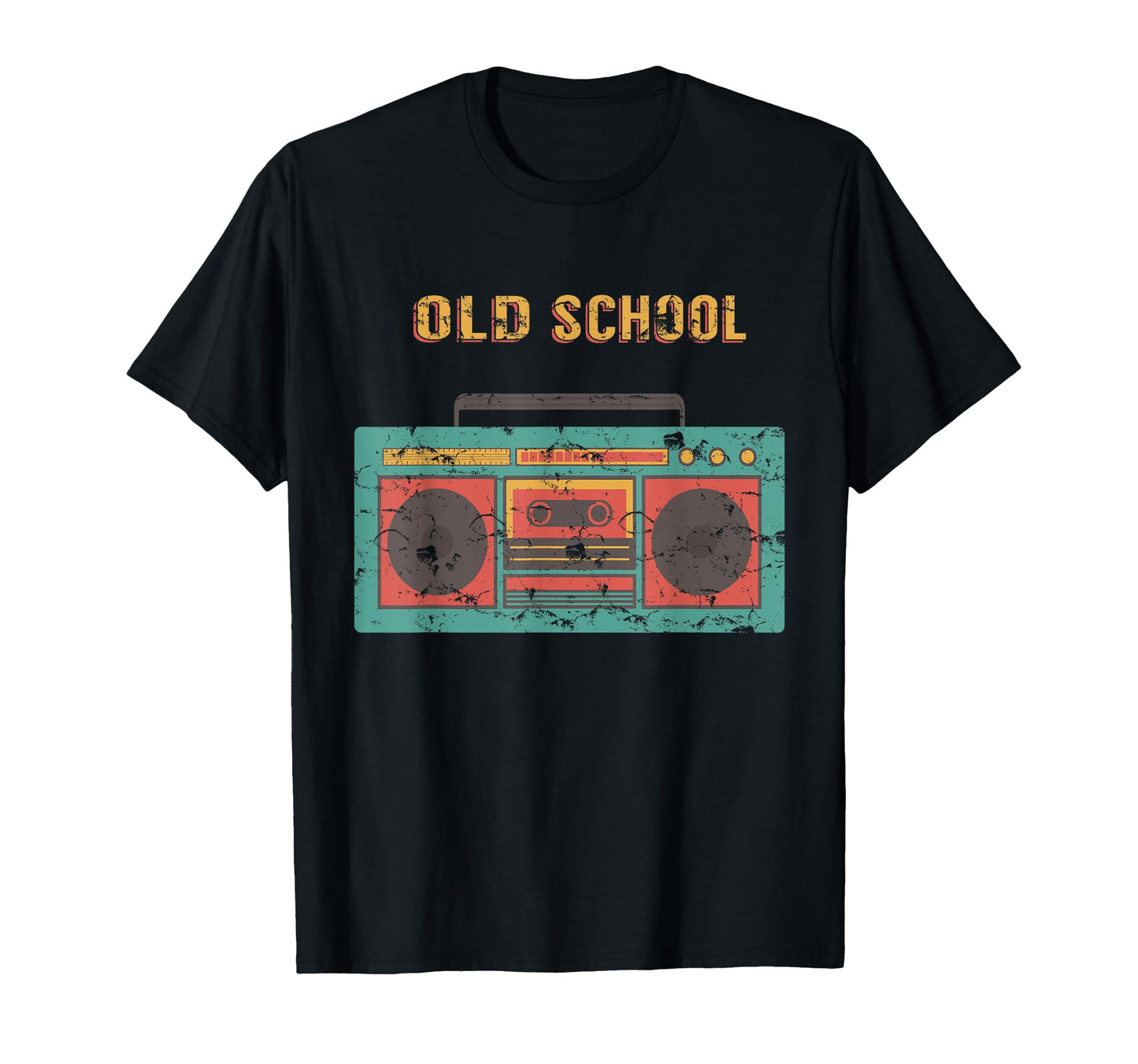 Old School Boombox Weathered 80S T-Shirt - Fun Novelty Design for Adults - T-Shirt, Sweatshirt, Hoodie