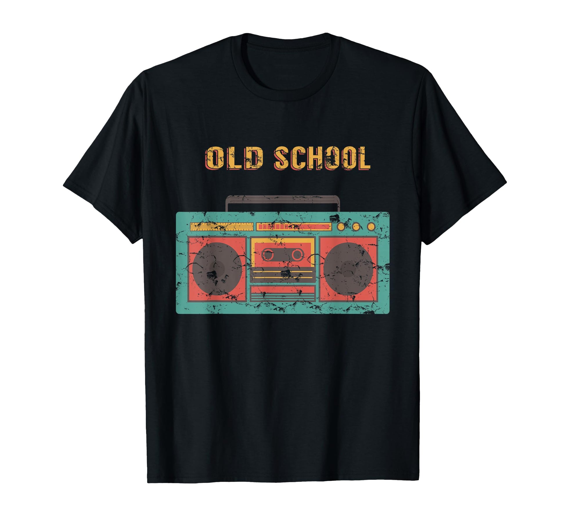 Old School Boombox Weathered 80S T-Shirt - Fun Novelty Design for Adults - T-Shirt, Sweatshirt, Hoodie