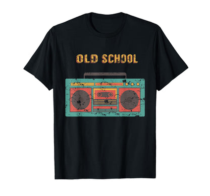 Old School Boombox Weathered 80S T-Shirt - Fun Novelty Design for Adults - T-Shirt, Sweatshirt, Hoodie