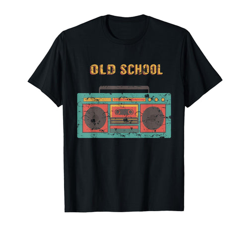 Old School Boombox Weathered 80S T-Shirt - Fun Novelty Design for Adults - T-Shirt, Sweatshirt, Hoodie