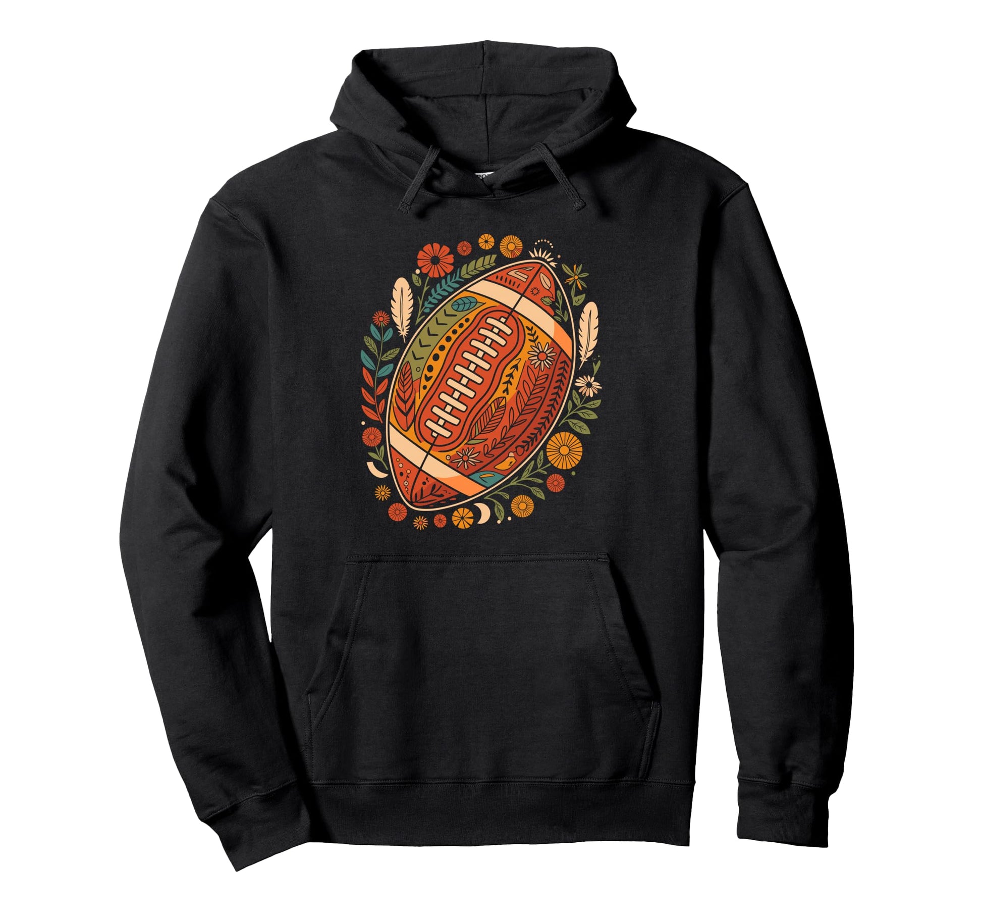 Boho Football Flowers Fall Hoodie - Minimalist Print Unisex - T-Shirt, Sweatshirt, Hoodie