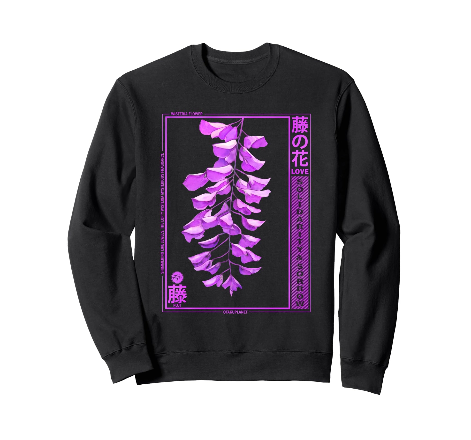 Wisteria Anime Flower Japanese Sweatshirt - Minimalist Print Unisex - T-Shirt, Sweatshirt, Hoodie