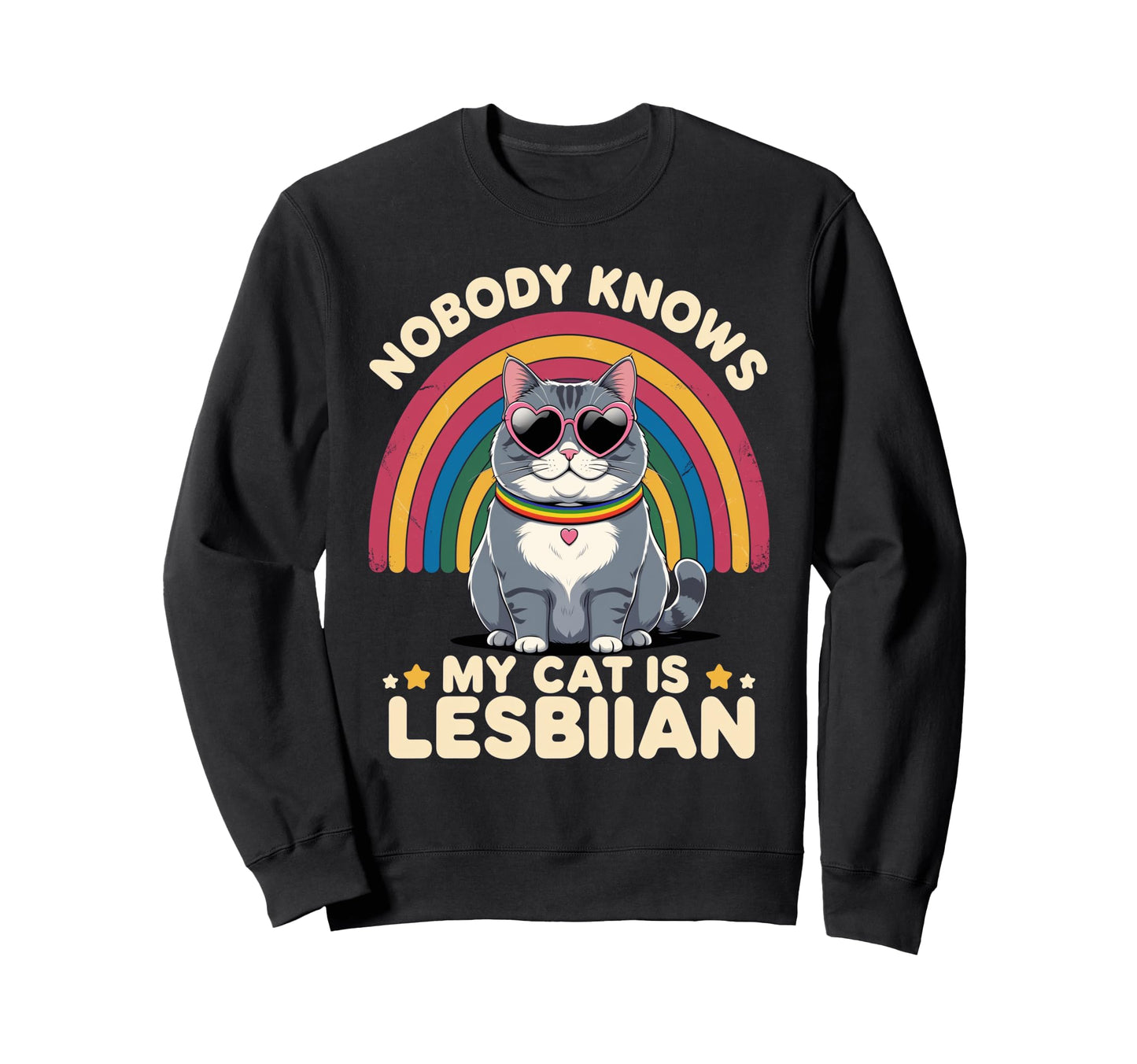 Cat Lover Lesbian Pride Rainbow Lgbtq Sweatshirt - Minimalist Print Unisex - T-Shirt, Sweatshirt, Hoodie