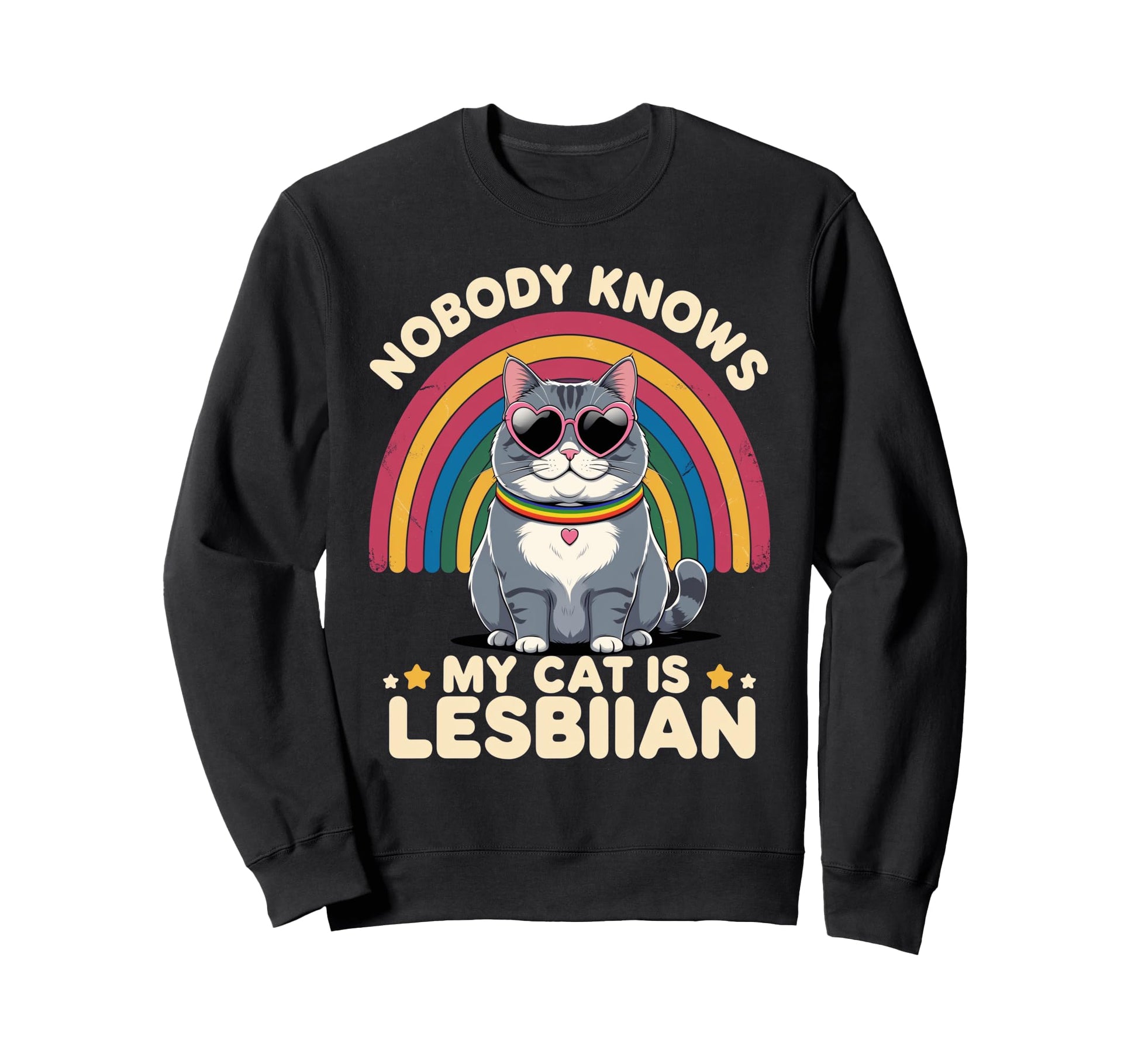 Cat Lover Lesbian Pride Rainbow Lgbtq Sweatshirt - Minimalist Print Unisex - T-Shirt, Sweatshirt, Hoodie