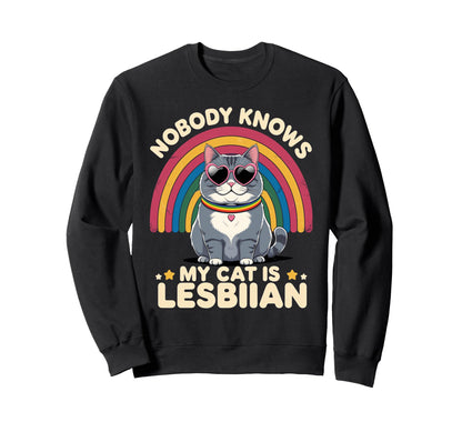 Cat Lover Lesbian Pride Rainbow Lgbtq Sweatshirt - Minimalist Print Unisex - T-Shirt, Sweatshirt, Hoodie
