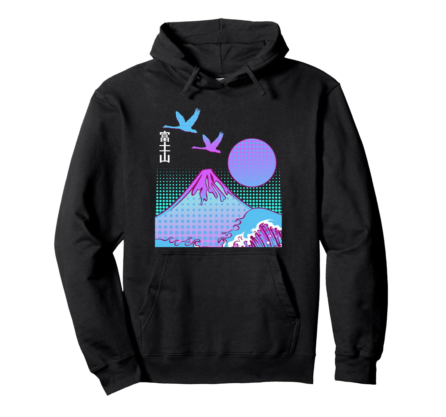 Fuji San Aesthetics Vaporwave Mountain Hoodie - Novelty Apparel Unisex - T-Shirt, Sweatshirt, Hoodie