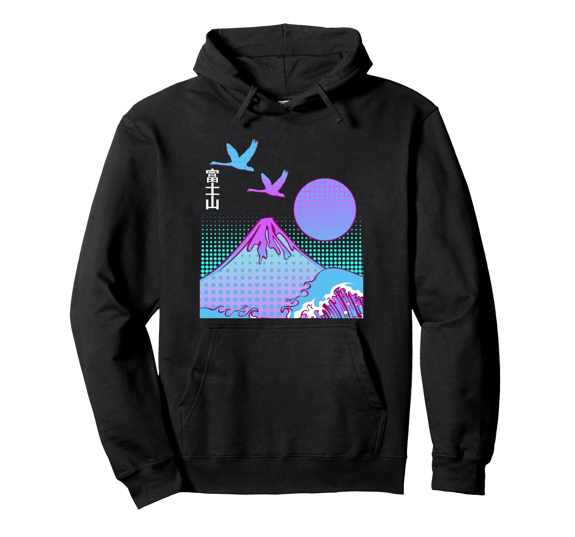 Fuji San Aesthetics Vaporwave Mountain Hoodie - Novelty Apparel Unisex - T-Shirt, Sweatshirt, Hoodie