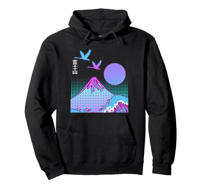 Fuji San Aesthetics Vaporwave Mountain Hoodie - Novelty Apparel Unisex - T-Shirt, Sweatshirt, Hoodie