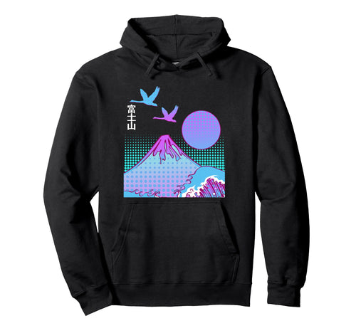Fuji San Aesthetics Vaporwave Mountain Hoodie - Novelty Apparel Unisex - T-Shirt, Sweatshirt, Hoodie