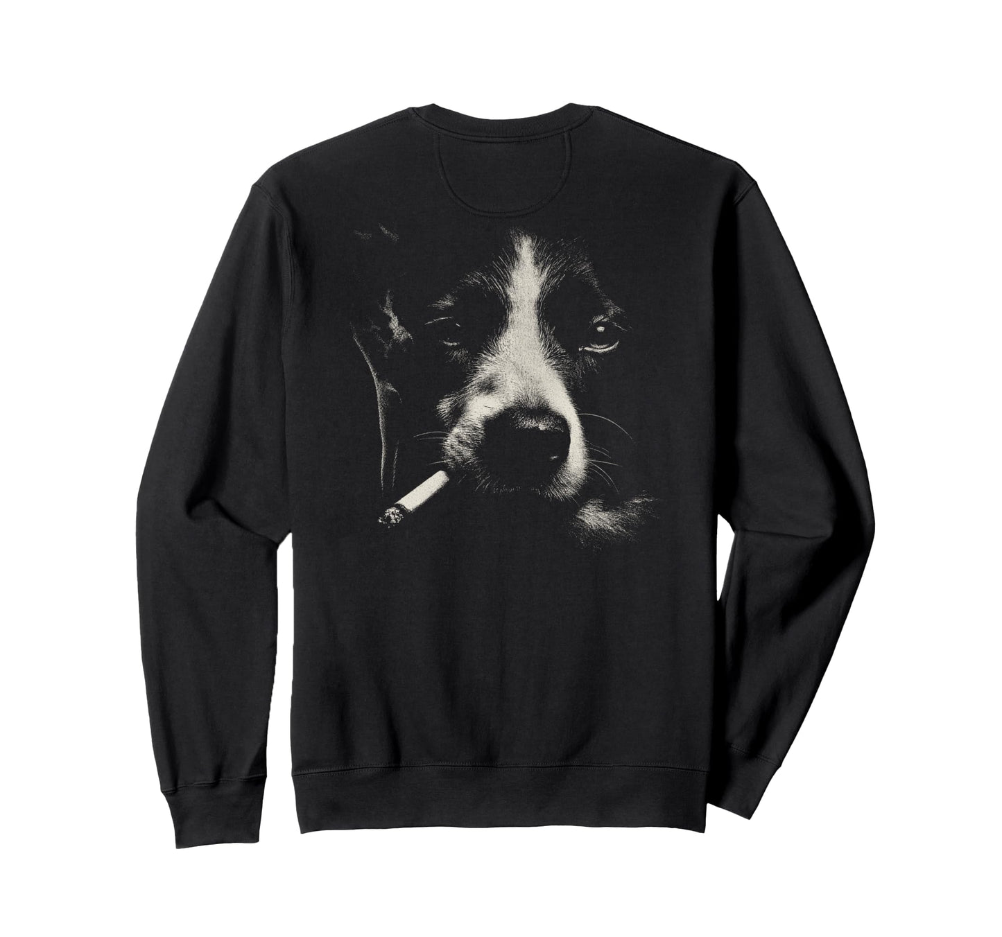 Border Collie Smoking Cigarette Sweatshirt - Minimalist Print for Adults - T-Shirt, Sweatshirt, Hoodie