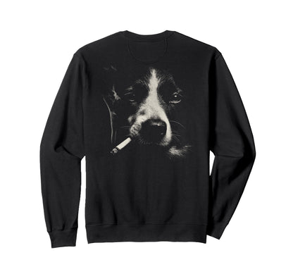 Border Collie Smoking Cigarette Sweatshirt - Minimalist Print for Adults - T-Shirt, Sweatshirt, Hoodie