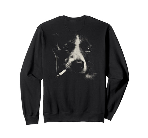 Border Collie Smoking Cigarette Sweatshirt - Minimalist Print for Adults - T-Shirt, Sweatshirt, Hoodie