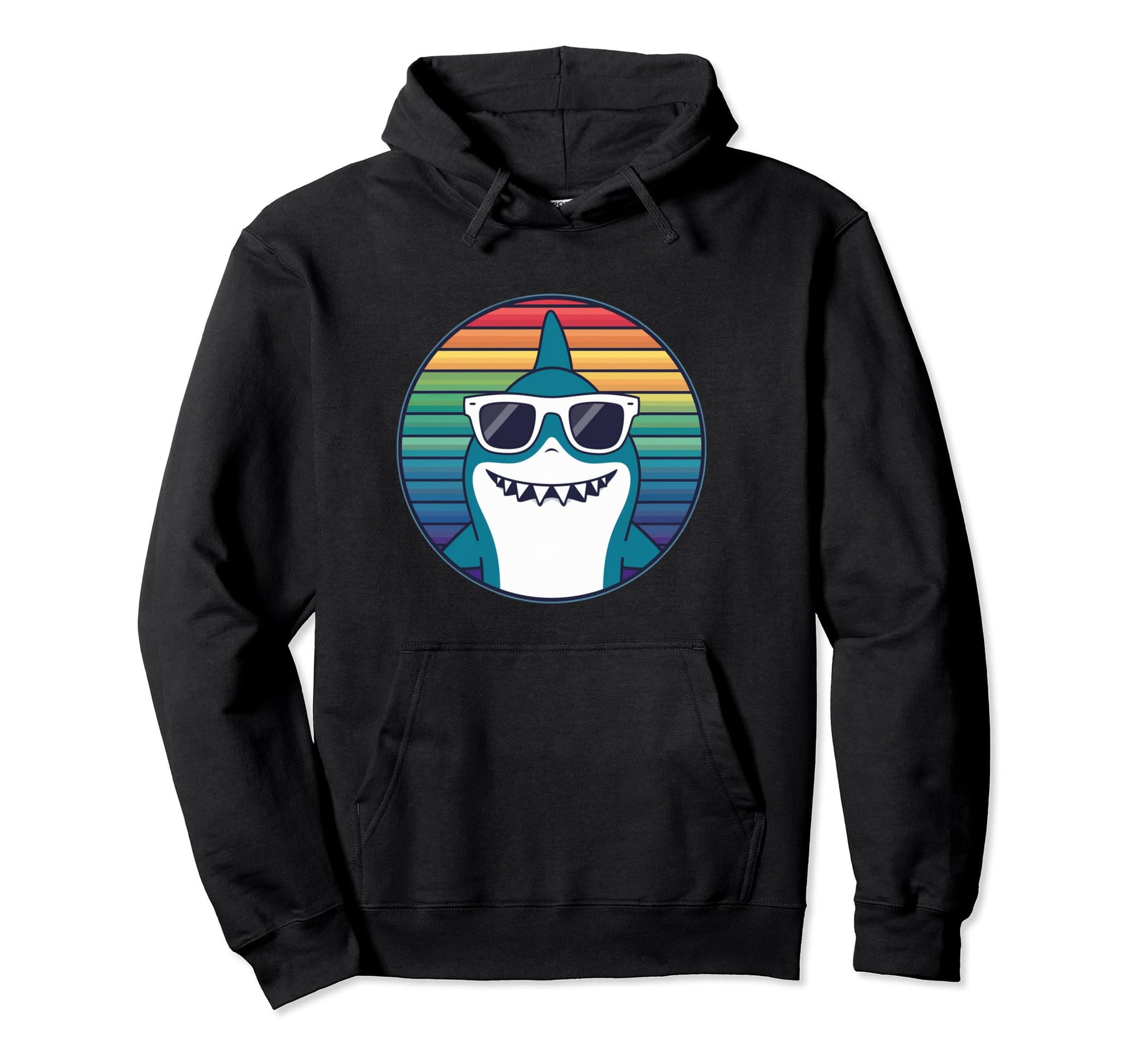 Shark Sunglasses Rainbow Hoodie - Custom Art Print Unisex - T-Shirt, Sweatshirt, Hoodie