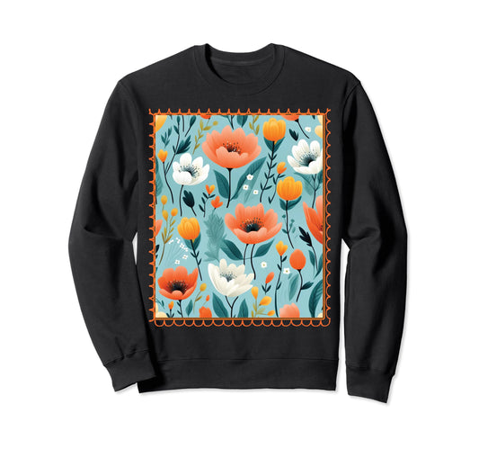 Womens Flowers Boho Cottagecore Sweatshirt - Fun Novelty Design for Adults - T-Shirt, Sweatshirt, Hoodie