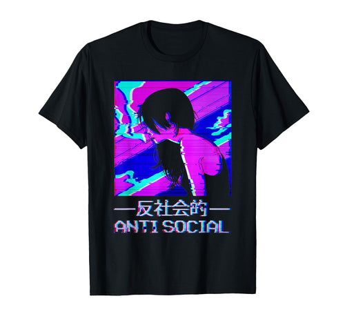 Anti Social Smoking Anime Japanese T-Shirt - Minimalist Print Unisex - T-Shirt, Sweatshirt, Hoodie