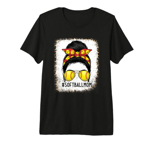 Funny Softball Mom Messy Bun Sports T-Shirt - Casual Everyday Wear Unisex - T-Shirt, Sweatshirt, Hoodie