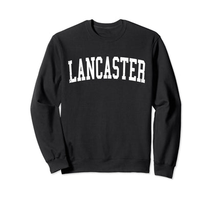 Lancaster Oh Distressed White Varsity Sweatshirt - Trendy Graphic Men Women - T-Shirt, Sweatshirt, Hoodie