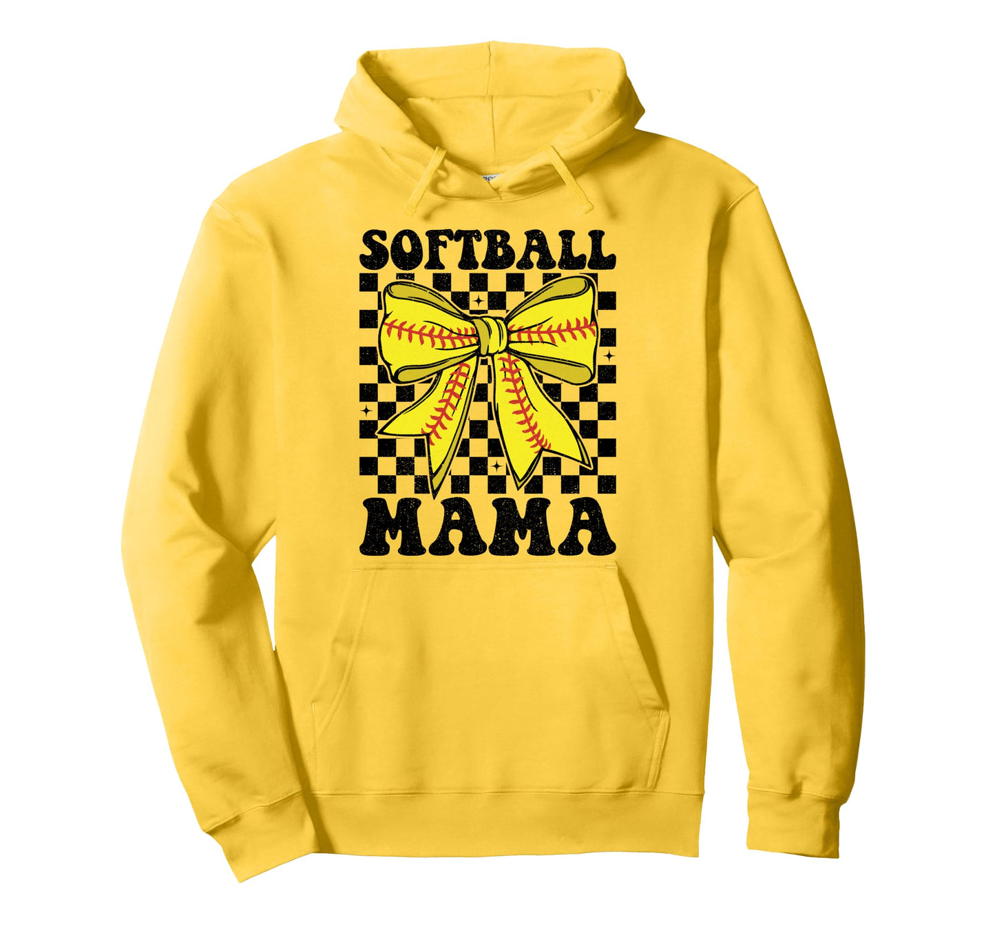 Softball Mama Coquette Bow Softball Hoodie - Custom Art Print for Adults - T-Shirt, Sweatshirt, Hoodie
