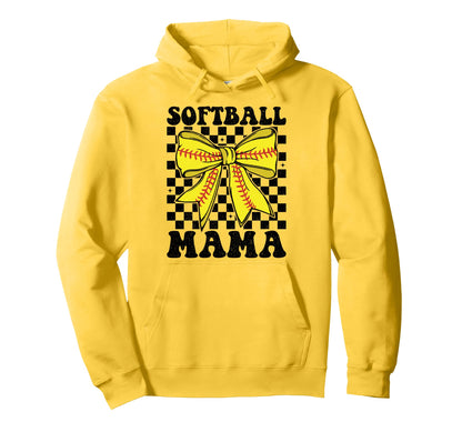 Softball Mama Coquette Bow Softball Hoodie - Custom Art Print for Adults - T-Shirt, Sweatshirt, Hoodie