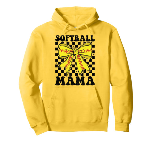 Softball Mama Coquette Bow Softball Hoodie - Custom Art Print for Adults - T-Shirt, Sweatshirt, Hoodie