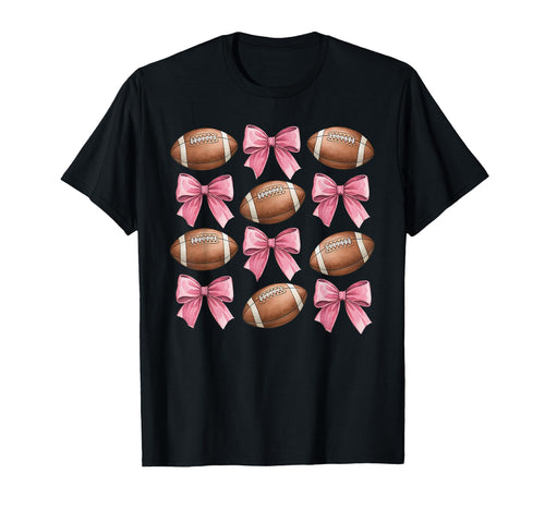 Coquette Ribbon Bow Football Mom T-Shirt - Streetwear Style for Adults - T-Shirt, Sweatshirt, Hoodie