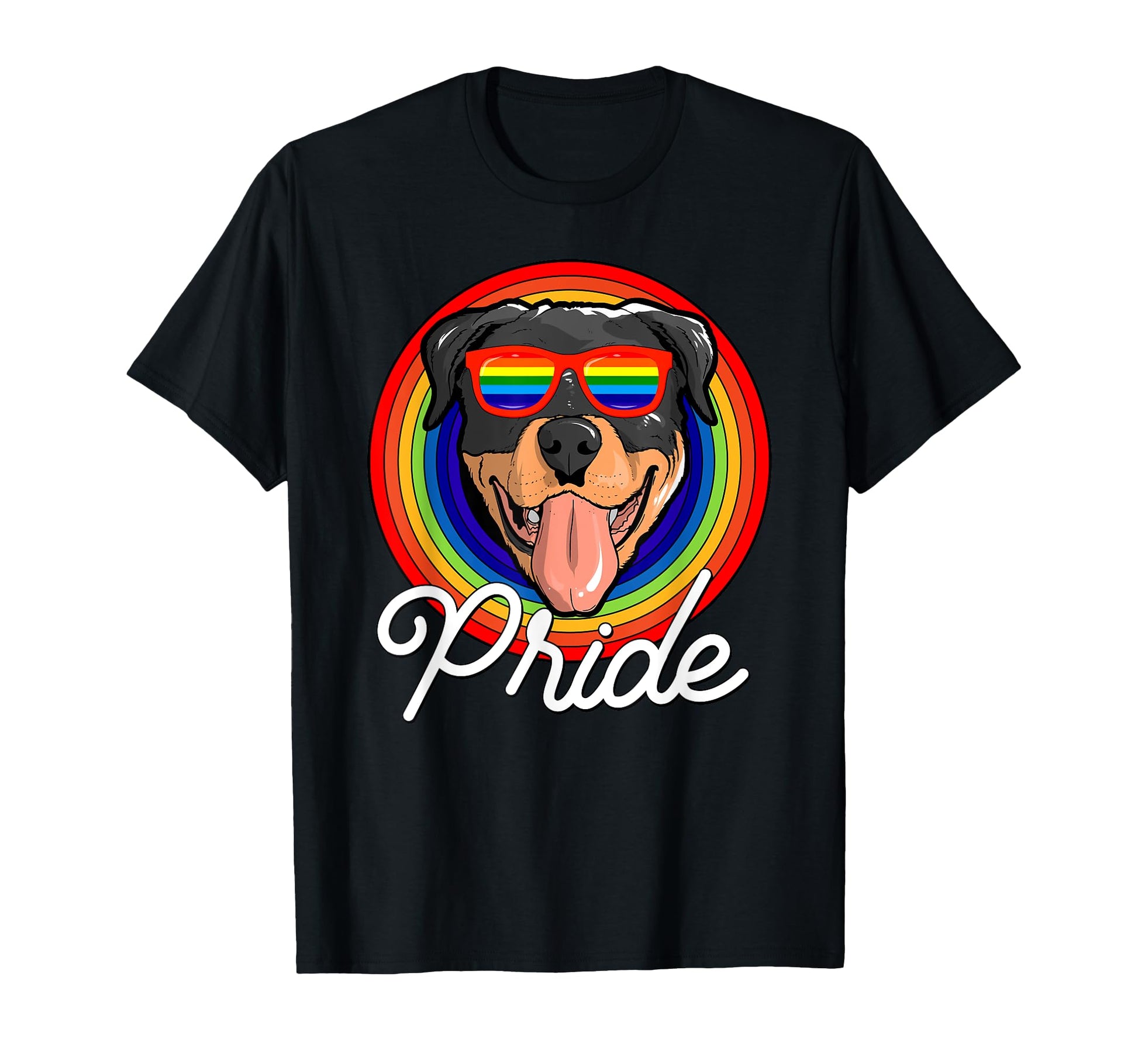 Rottweiler Lgbt Pride Dog Rainbow T-Shirt - Custom Art Print Unisex - T-Shirt, Sweatshirt, Hoodie