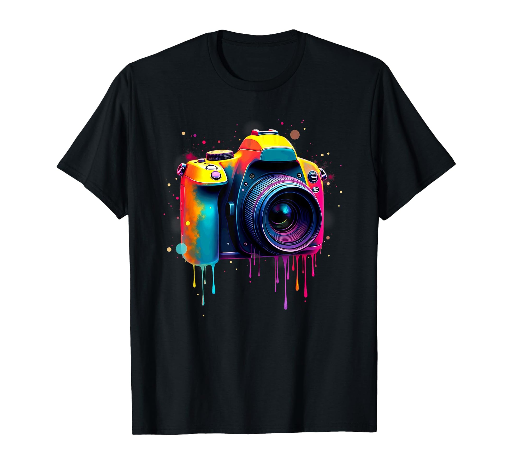 Photography Colorful Camera Dripping T-Shirt - Unique Graphic Unisex - T-Shirt, Sweatshirt, Hoodie