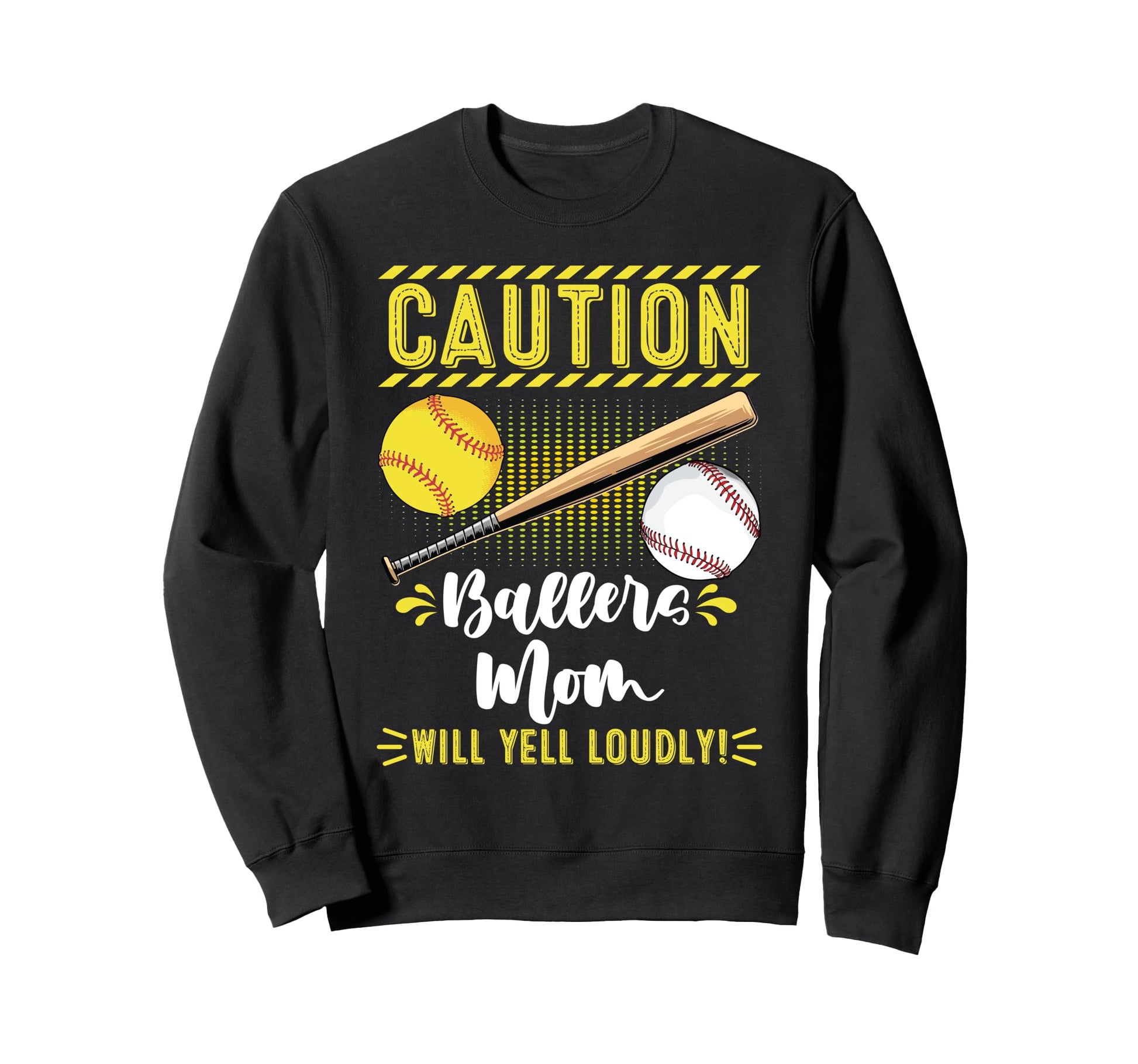 Ballers Mom Funny Baseball Softball Sweatshirt - Graphic Print for Adults - T-Shirt, Sweatshirt, Hoodie