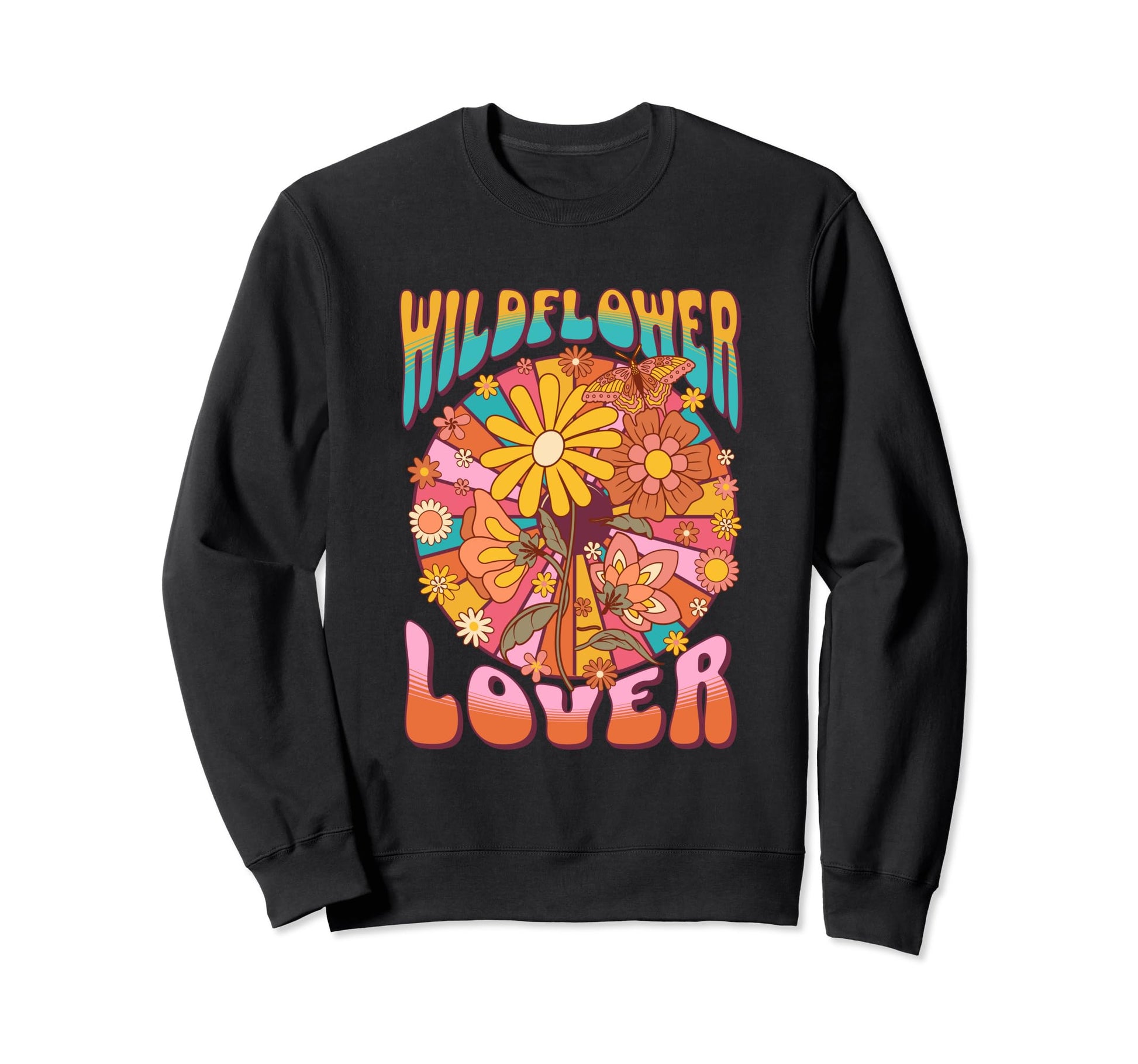 Wildflower Lover Boho 60S Floral Sweatshirt - Custom Art Print Unisex - T-Shirt, Sweatshirt, Hoodie