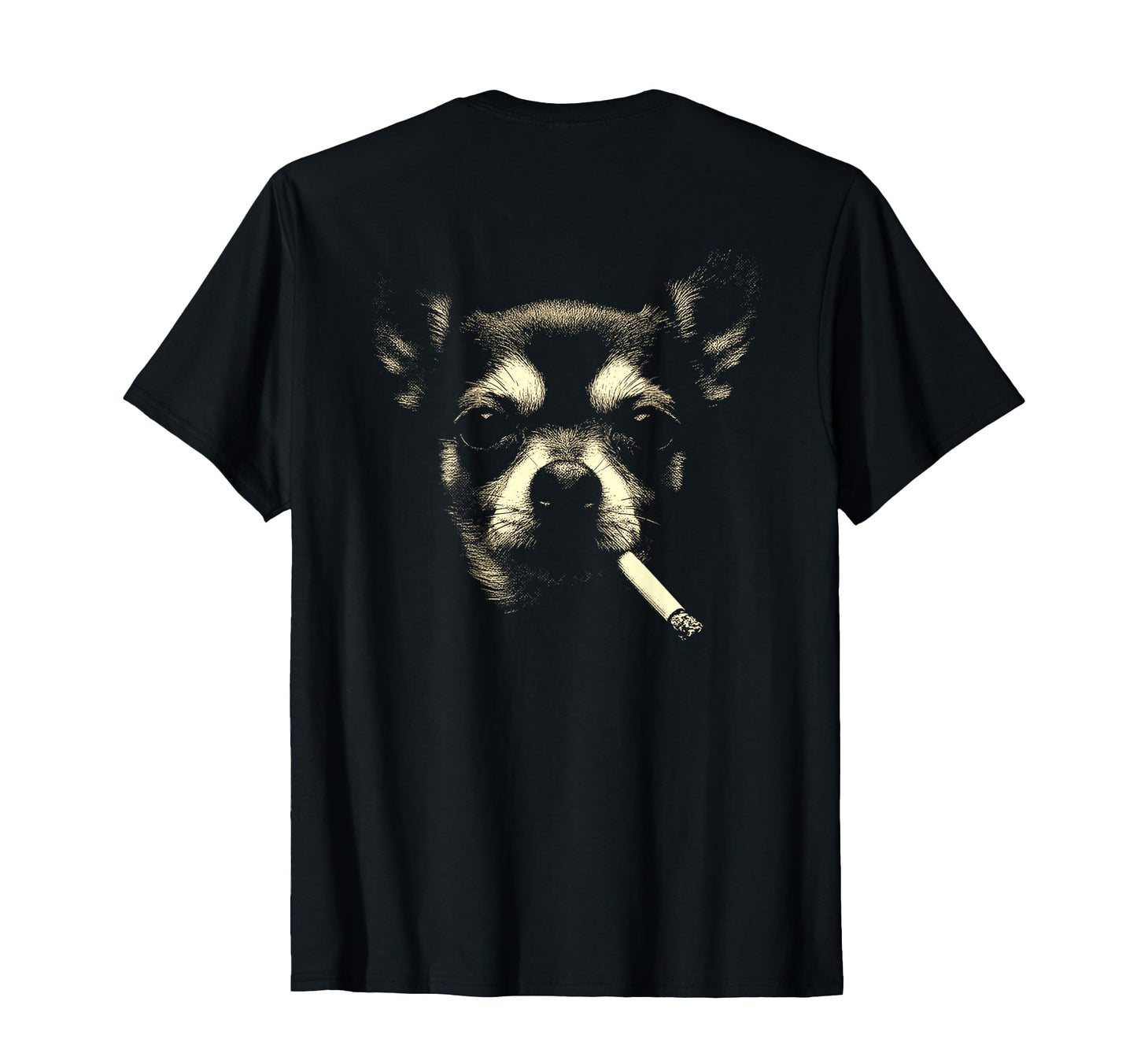 Chihuahua Smoking Cigarette Grunge T-Shirt - Custom Art Print Men Women - T-Shirt, Sweatshirt, Hoodie
