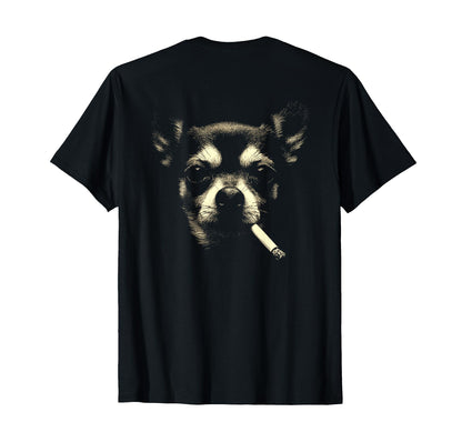 Chihuahua Smoking Cigarette Grunge T-Shirt - Custom Art Print Men Women - T-Shirt, Sweatshirt, Hoodie