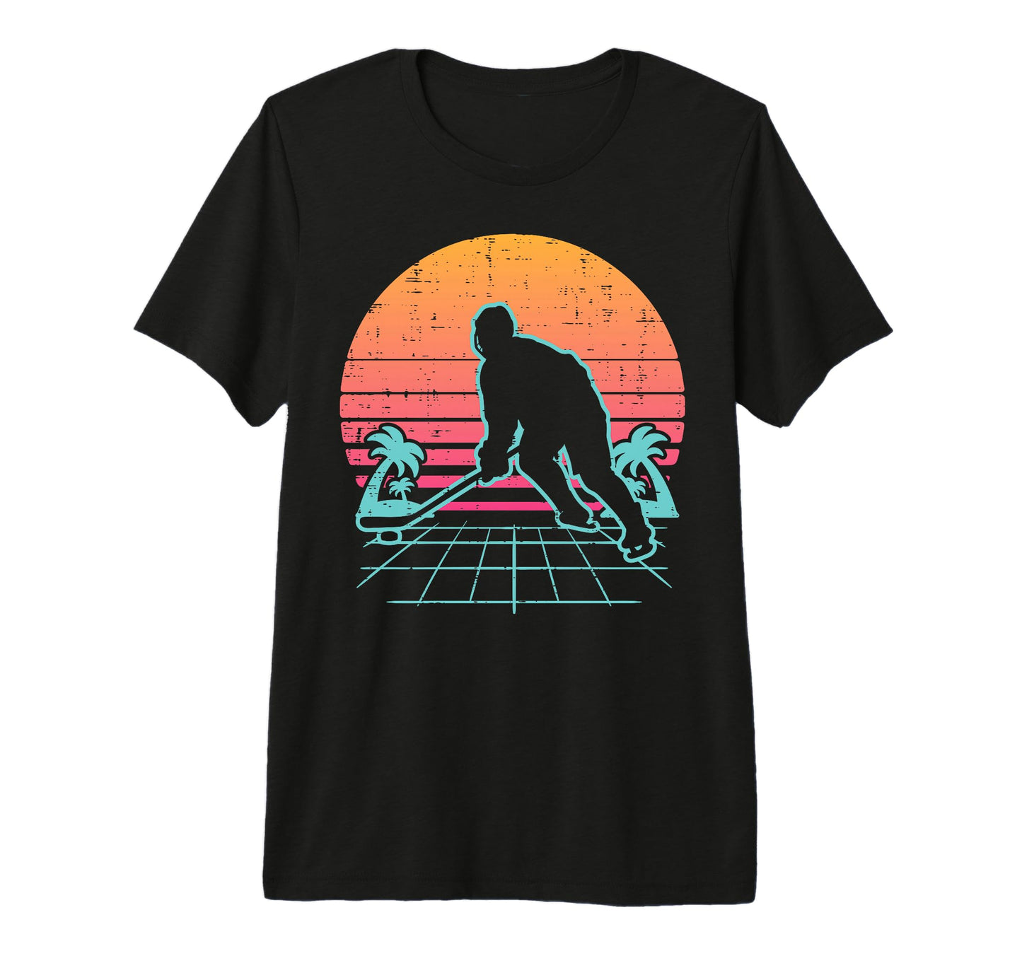 Ice Hockey Vaporwave Aesthetic Sunset T-Shirt - Custom Art Print Unisex - T-Shirt, Sweatshirt, Hoodie