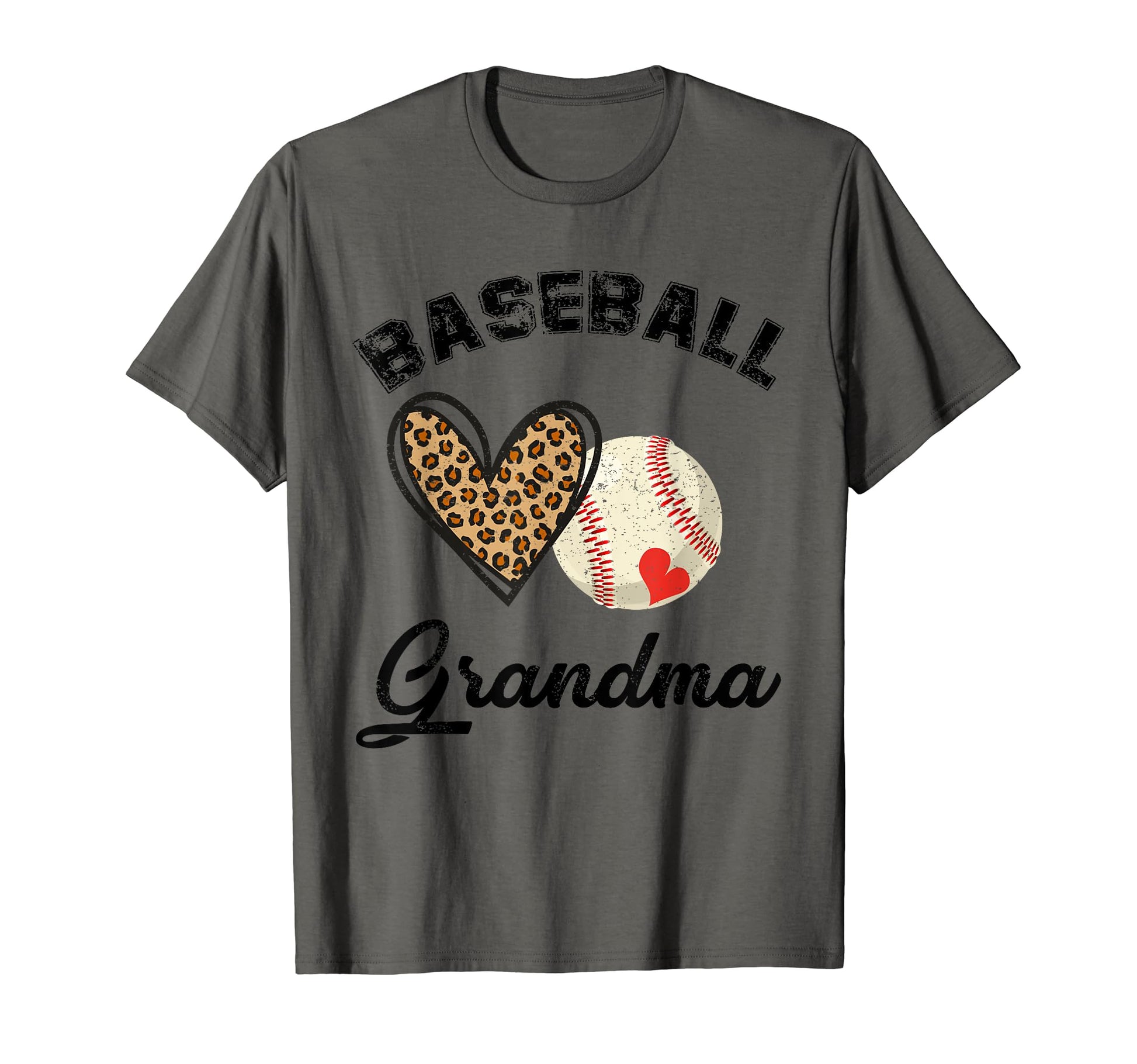 Baseball Grandma Leopard Heart T-Shirt - Aesthetic Graphic Men Women - T-Shirt, Sweatshirt, Hoodie