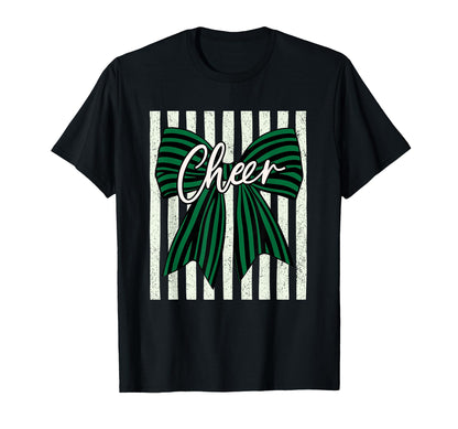 Coquette Preppy Stripe Bow Cheer T-Shirt - Aesthetic Graphic Men Women - T-Shirt, Sweatshirt, Hoodie