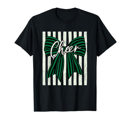 Coquette Preppy Stripe Bow Cheer T-Shirt - Aesthetic Graphic Men Women - T-Shirt, Sweatshirt, Hoodie
