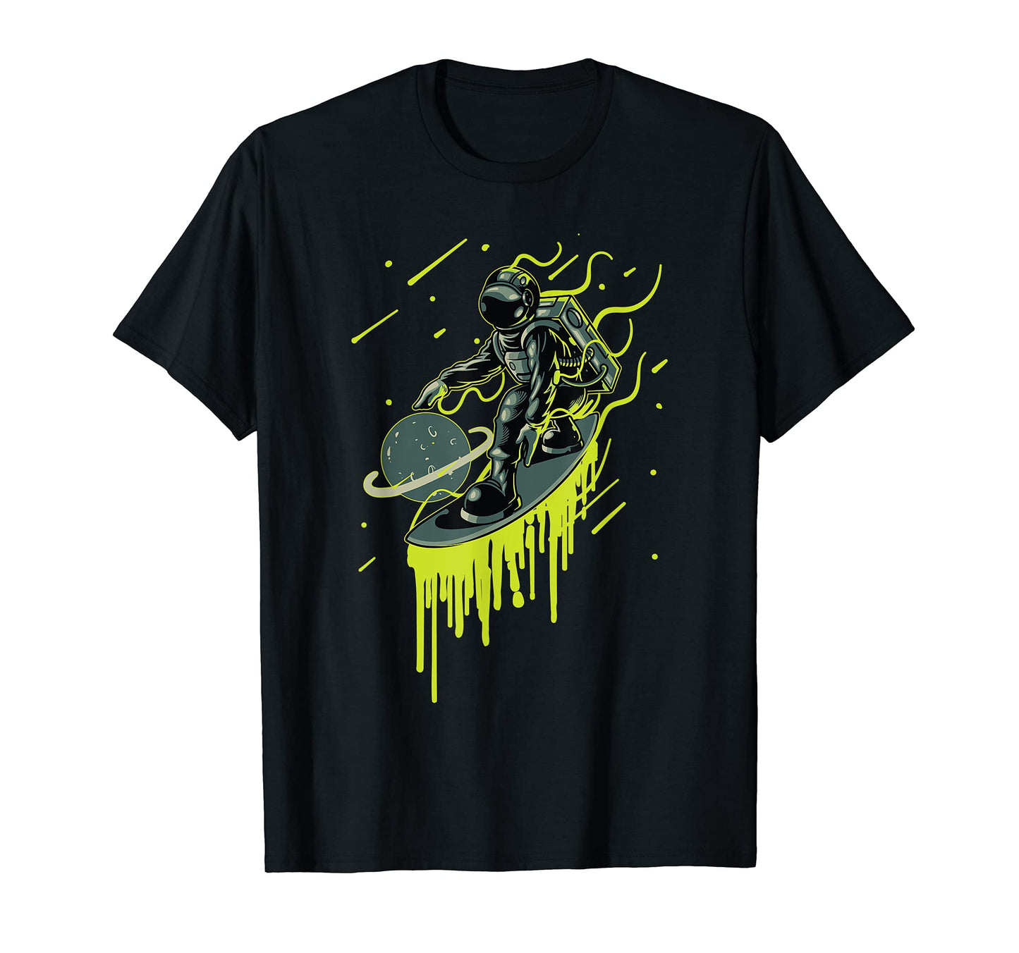 Space Astronaut Surfer Paint Drip T-Shirt - Novelty Apparel Unisex - T-Shirt, Sweatshirt, Hoodie