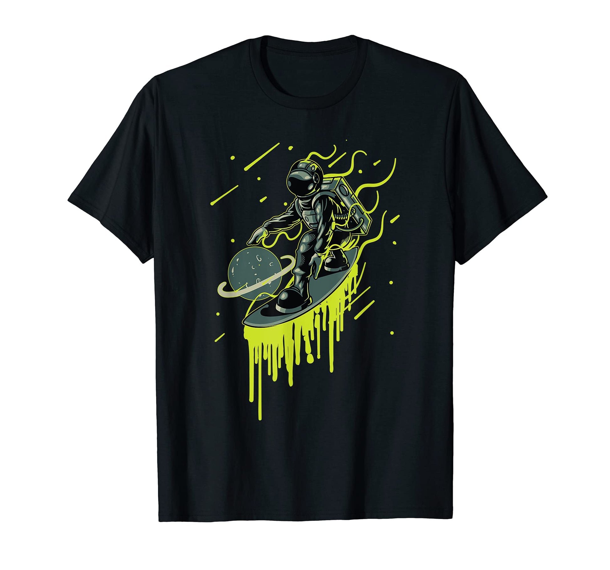 Space Astronaut Surfer Paint Drip T-Shirt - Novelty Apparel Unisex - T-Shirt, Sweatshirt, Hoodie