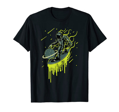 Space Astronaut Surfer Paint Drip T-Shirt - Novelty Apparel Unisex - T-Shirt, Sweatshirt, Hoodie
