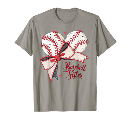 Baseball Sister Coquette Bow Cheer T-Shirt - Minimalist Print Unisex - T-Shirt, Sweatshirt, Hoodie