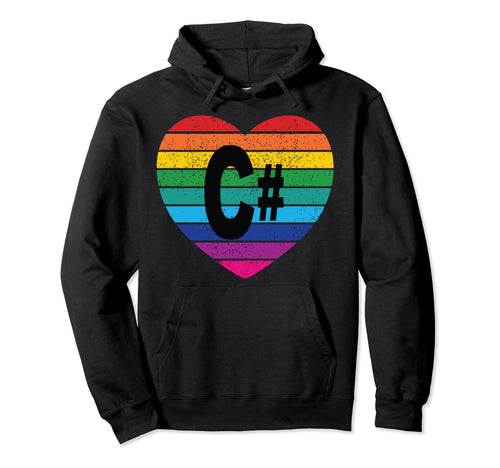 Rainbow Heart C Coding Language Hoodie - Trendy Graphic Men Women - T-Shirt, Sweatshirt, Hoodie